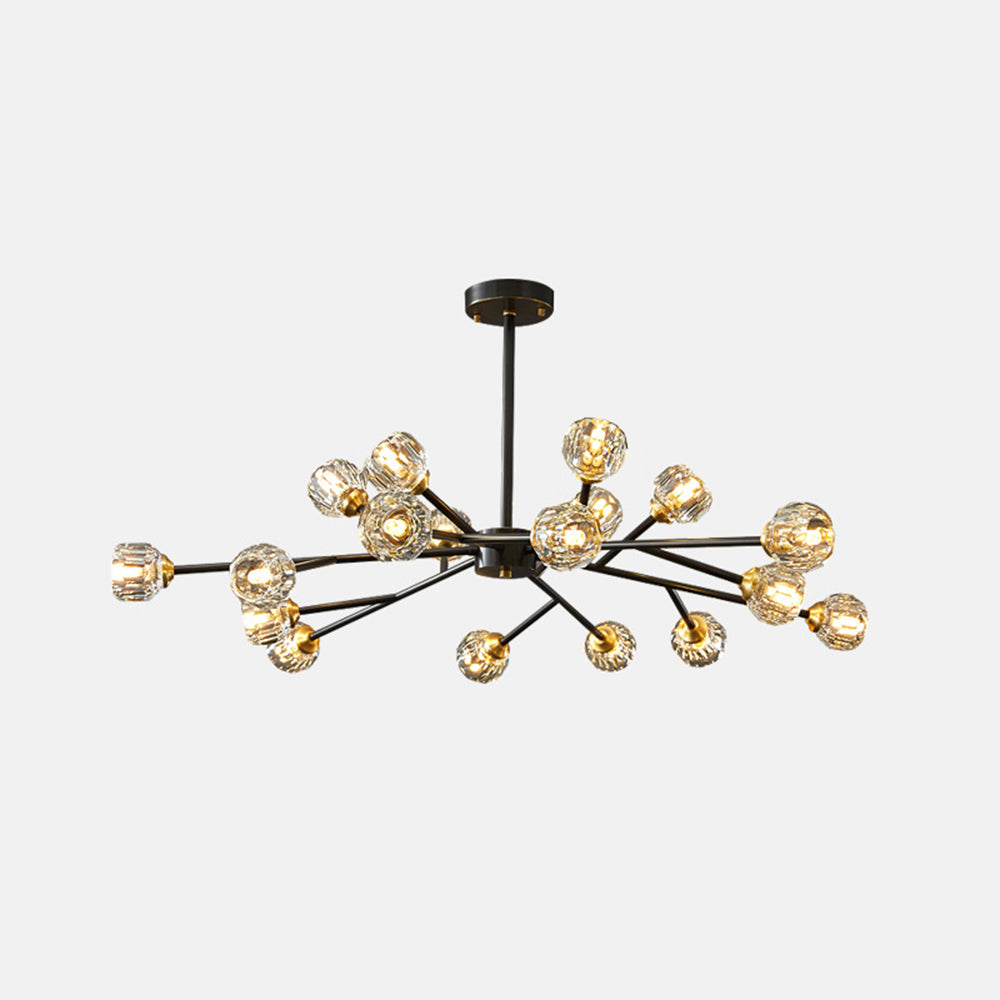 Valentina Luminaires Suspensions Multi Balle Moderne Cuivre/Cristal Noir/Doré Salon/Salle à Manger