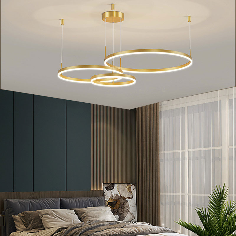 Zorin Suspension Anneau Moderne Métal Noir/Doré/Café Salon-Cielum