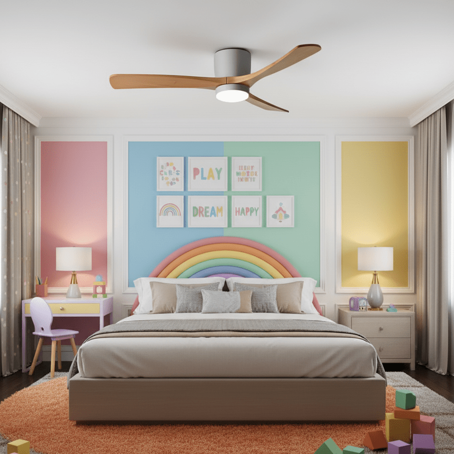 Ventilateur de plafond nordique en bois Ezra avec lumière