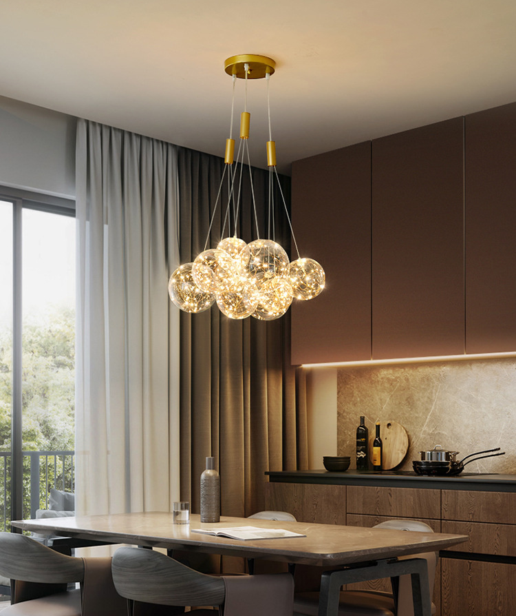 Valentina Suspension Bubble Moderne Métal/Verre Transparent/Étoilé Salon