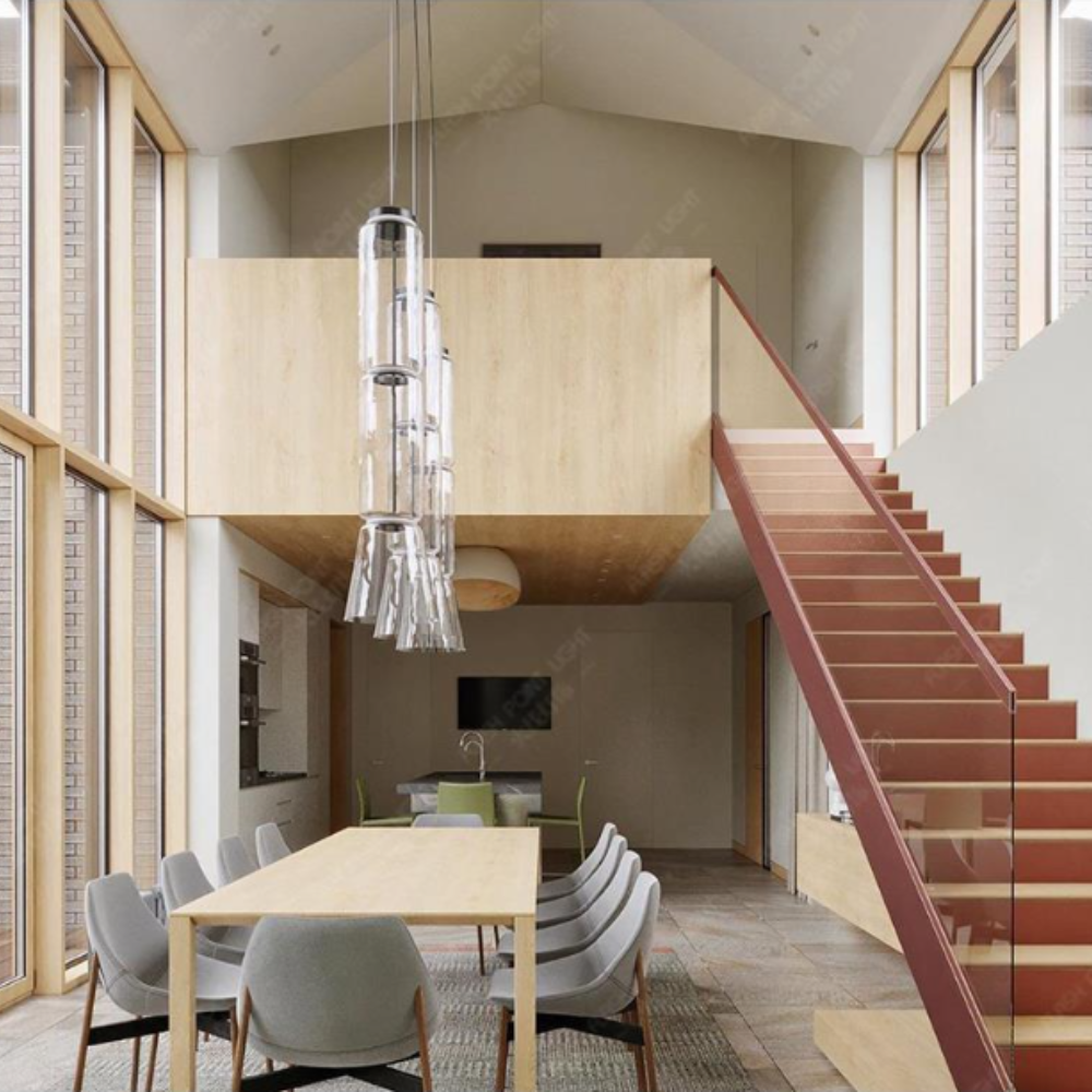 Valentina Luminaires Suspensions LED Cylindre Minimalisme Métal/Verre Transparent Salon/Chambre à Coucher