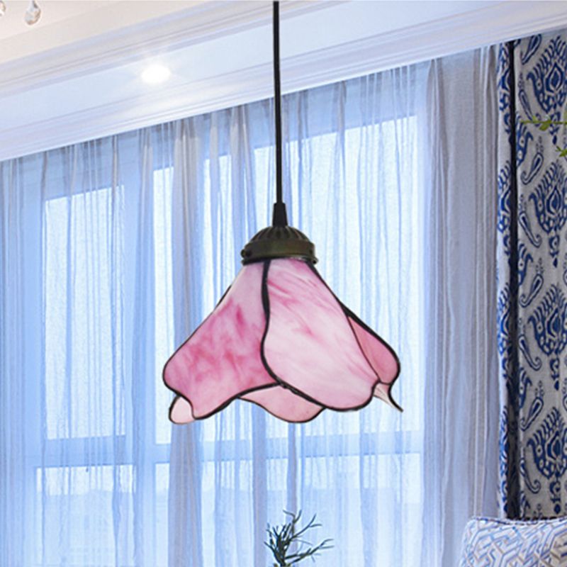 Ray Fleur Moderne LED Suspension Rose Bleu Métal Résine Salon
