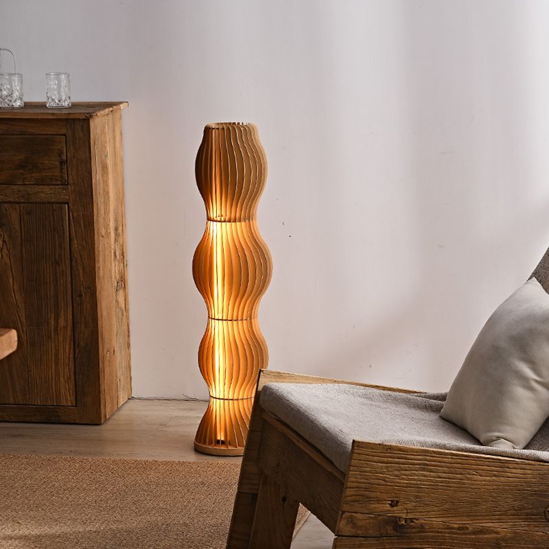 Muto Lampadaire Vague Moderne, Bois, Kaki, Salon