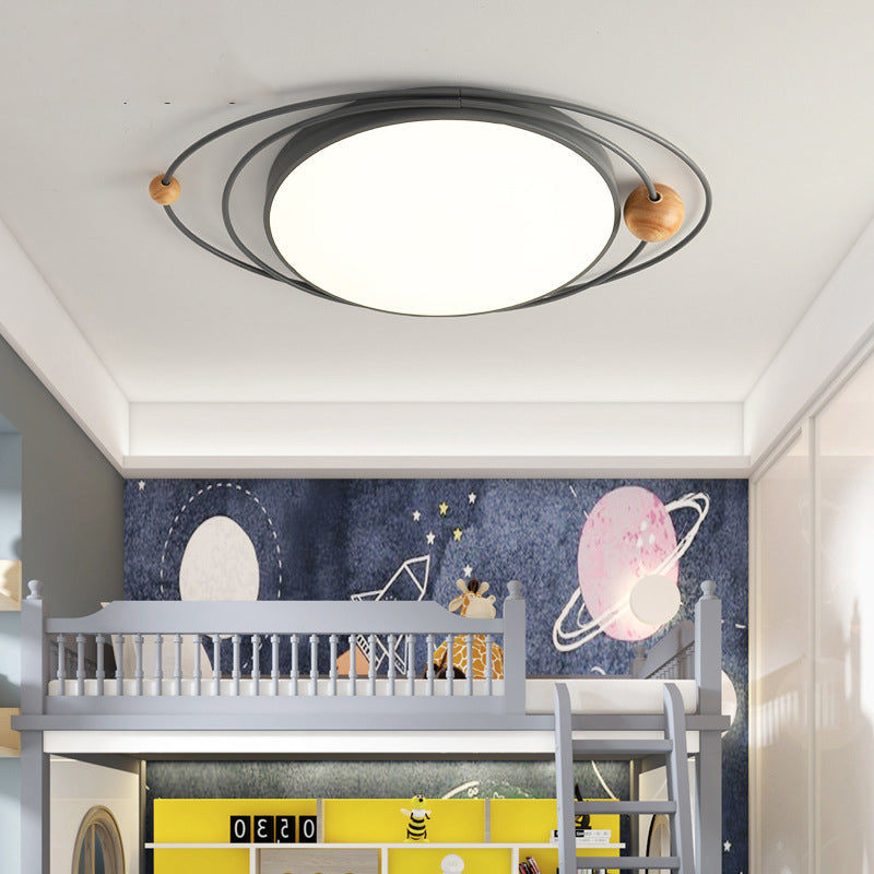Arisha Plafonnier Rond Moderne, Metal/Bois, Blanc/Noir/Gris/Vert/Bleu, Salon