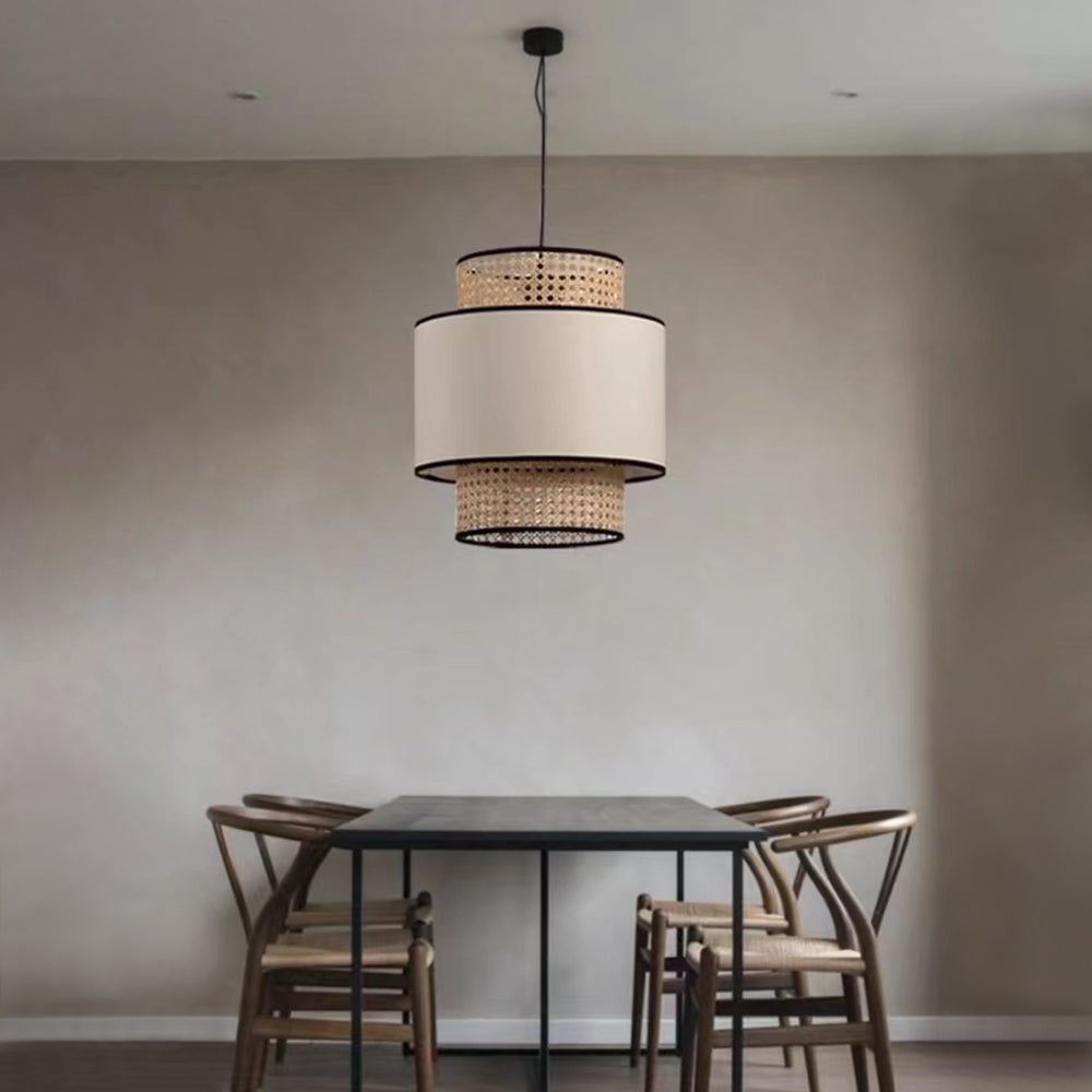 Ritta Suspension Cylindre Retro, Tissu, Beige, Salon