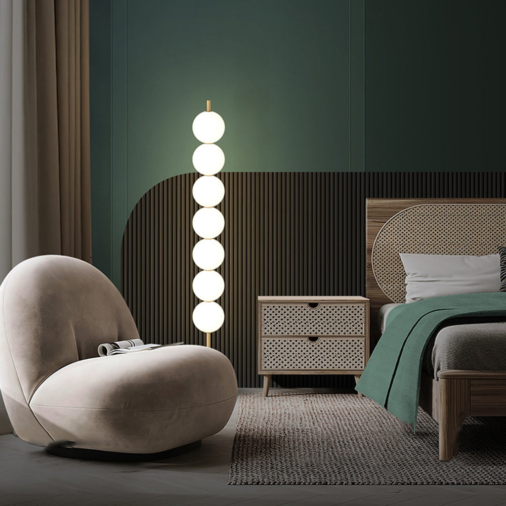 Valentina Design Lampadaire Globe Moderne Métal Laiton/Blanc Salon