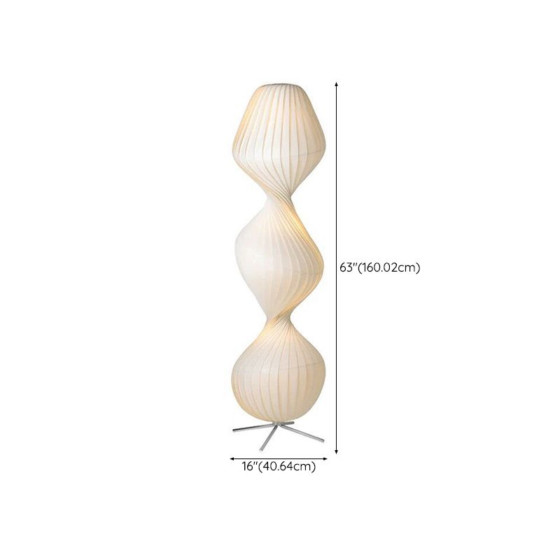 Ritta Lampadaire Plissé Moderne, Métal/Tissu, Blanc, Chambre