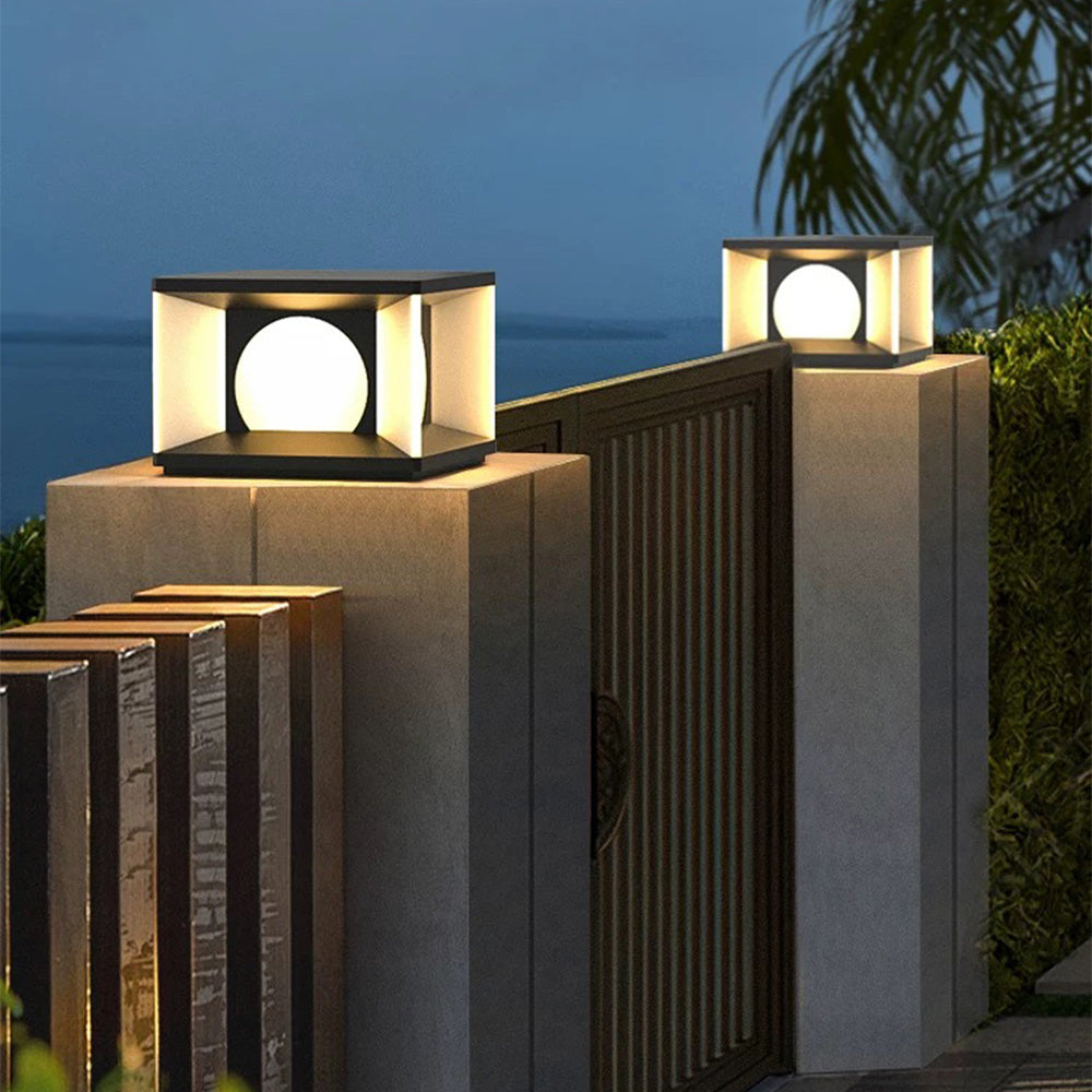 Ray Lampe Solaire Pilier Moderne, Métal, Noir, Allée, Câble Solaire