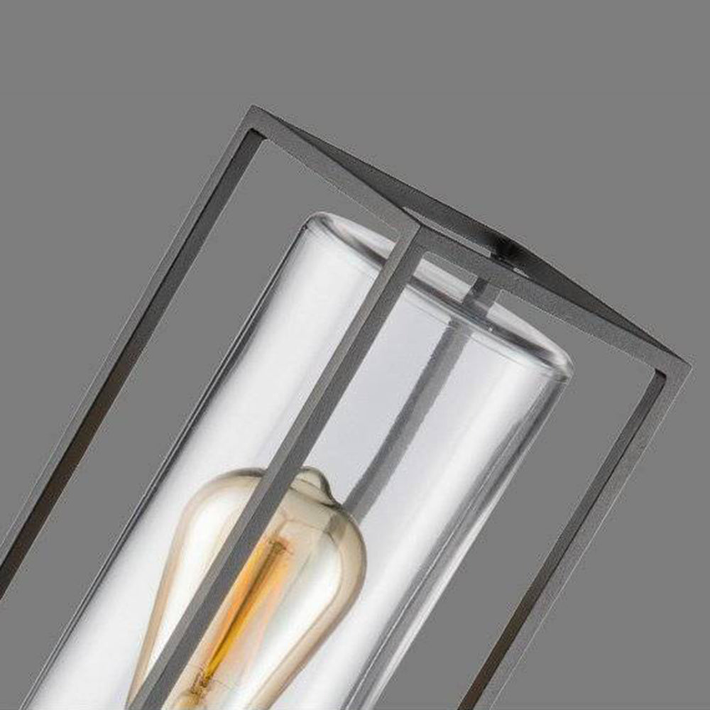 Ray Borne Extérieure Rectangulaire Moderne, Métal/Verre, Noir, Allée