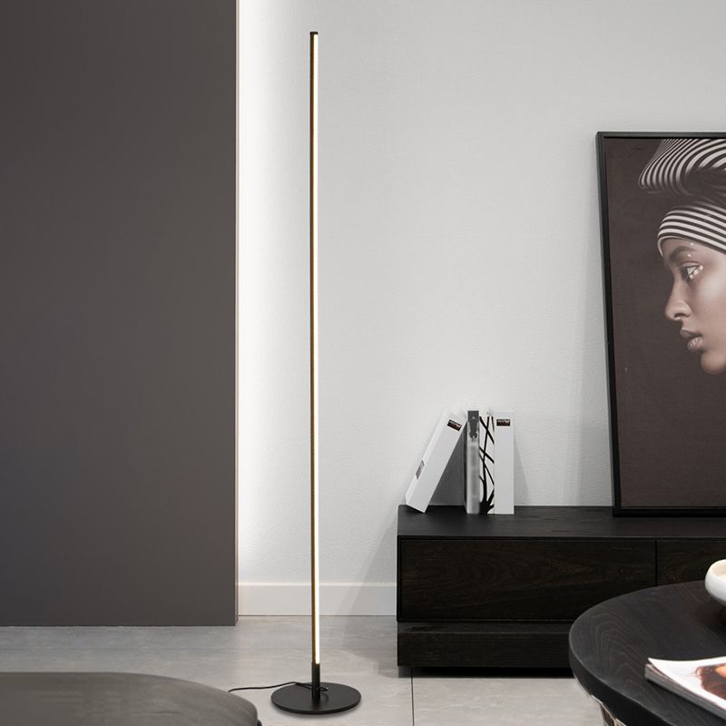 Ray Simple Linéaire LED Lampadaire Or Noir Métal Gel de Silice Salon Chambre