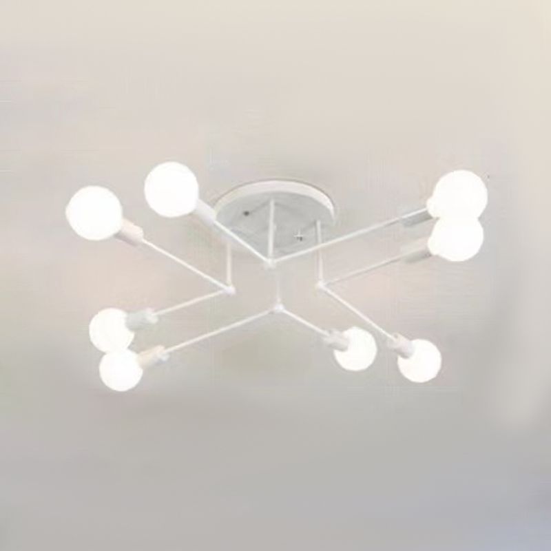 Valentina Plafonnier Linéaire Moderne, Métal/Verre, Blanc/Noir/Doré, Salon