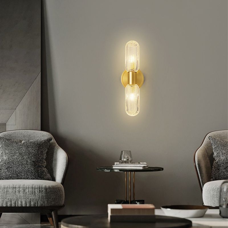 Valentina Applique Murale Luxe à Double Lumières, Métal/Verre, Or, Chambre