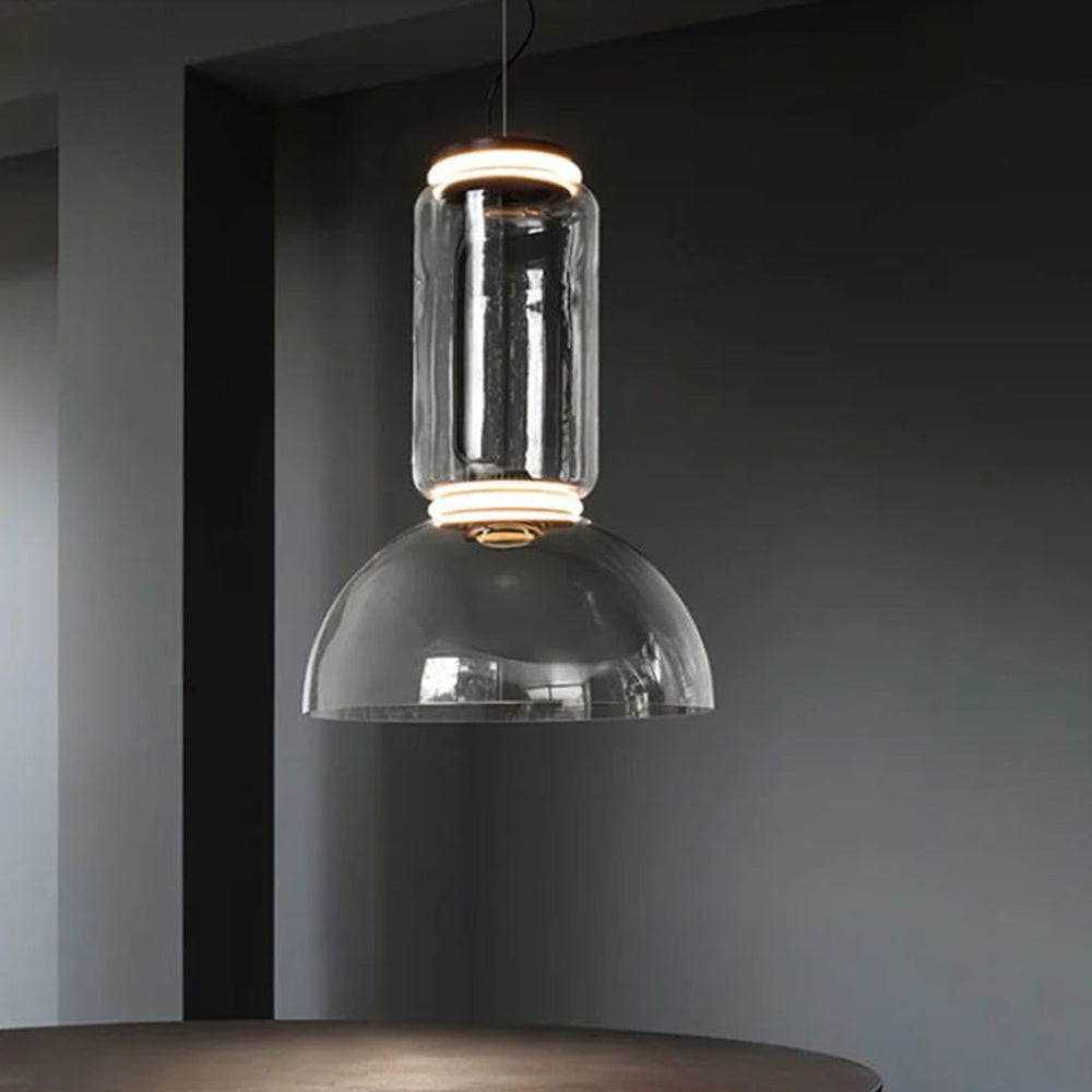 Valentina Luminaires Suspensions LED Cylindre Minimalisme Métal/Verre Transparent Salon/Chambre à Coucher