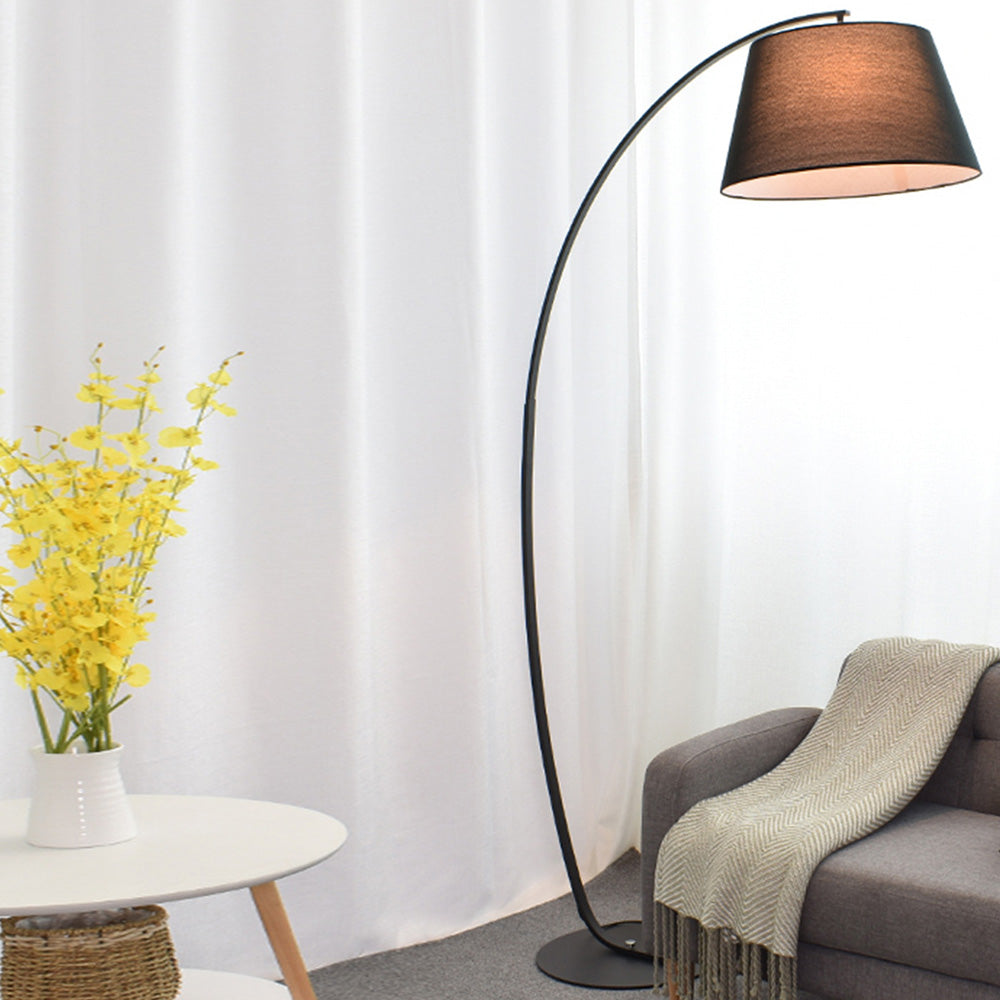 Mira Lampadaire Arche Moderne, Tissu/Métal, Noir, Salon/Chambre