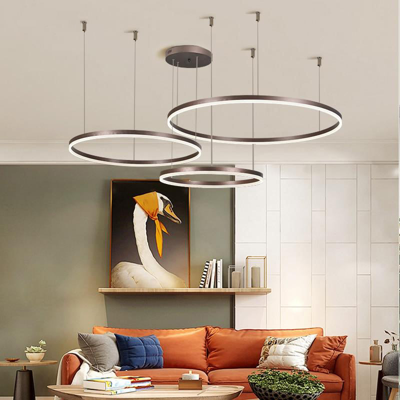 Zorin Suspension Anneau Moderne Métal Noir/Doré/Café Salon-Cielum