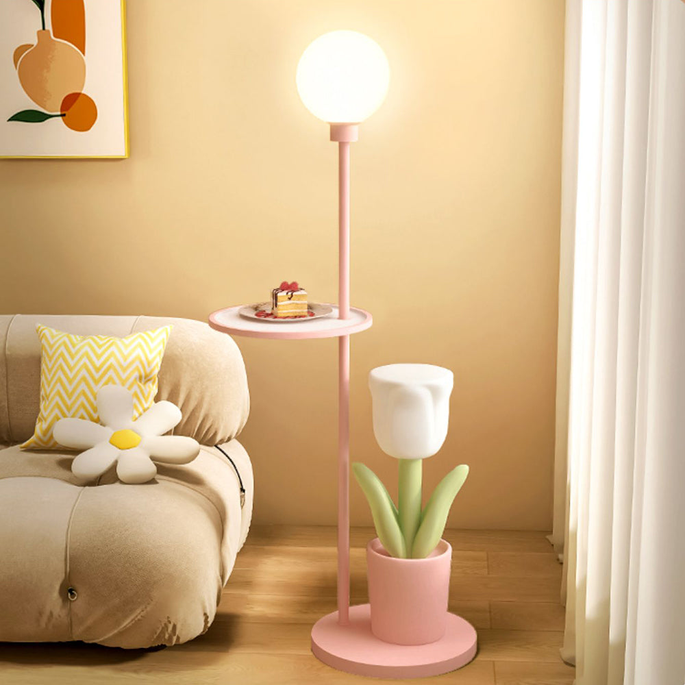 Arisha Design Lampadaire Tulipe Moderne Métal Rose/Jaune/Violet Salon