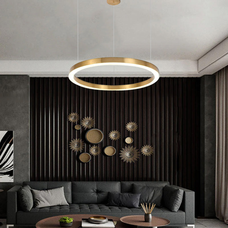 Arisha Suspension Anneau Moderne, Métal/Acrylique, Dorée, Salon