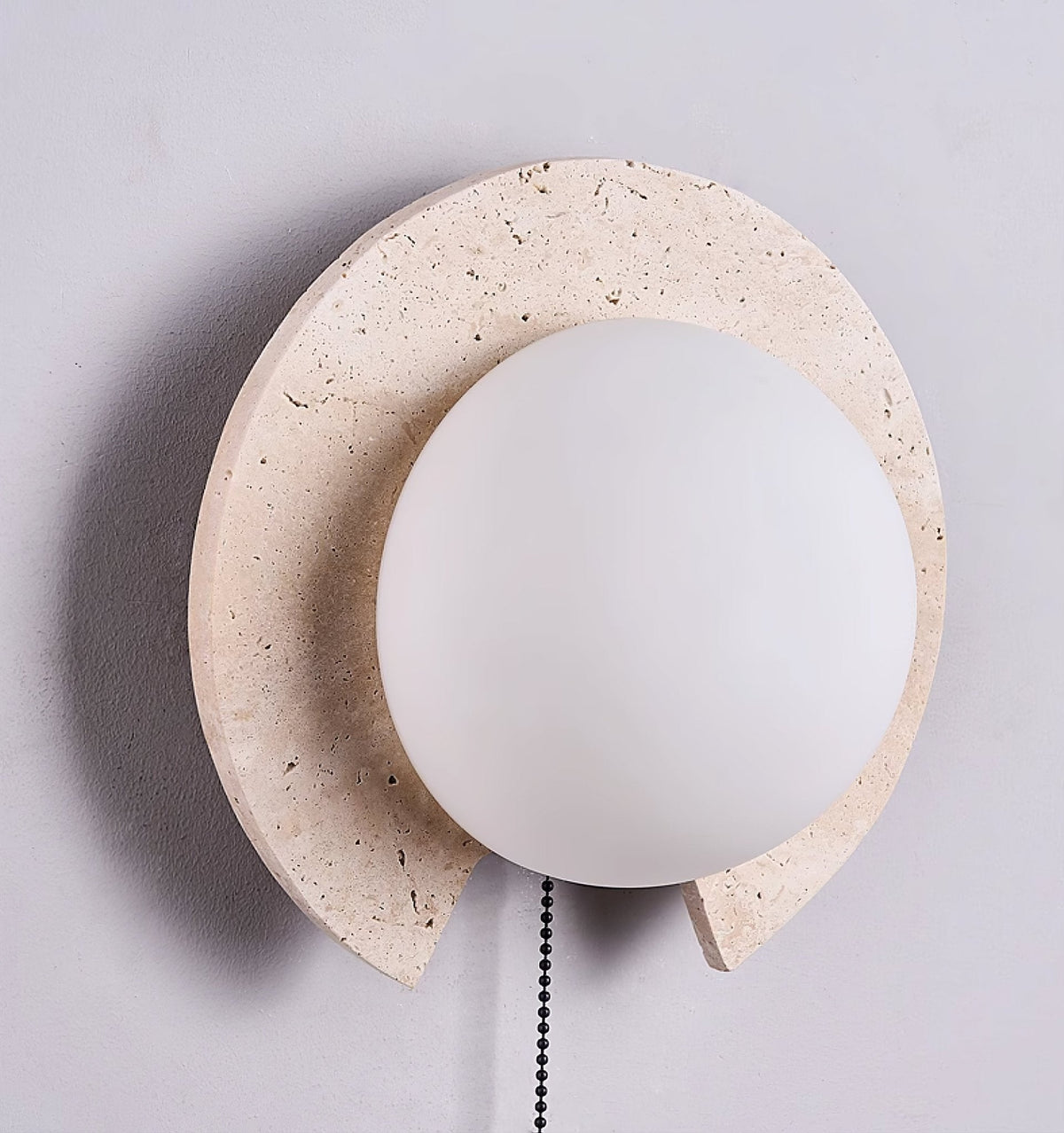 Zamaryra Demi-Circulaire Travertin Luminaire Mural
