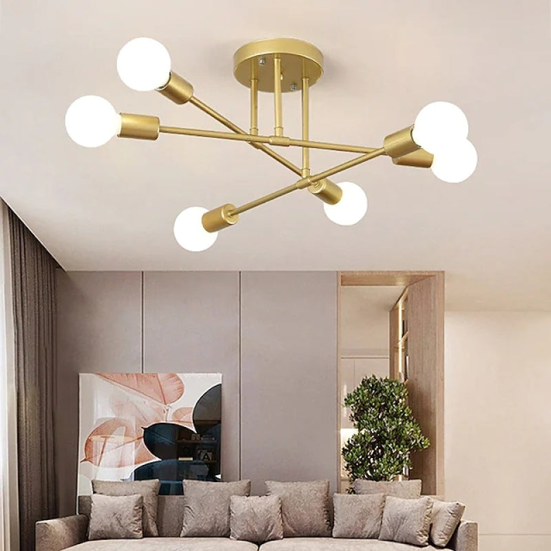 Valentina Lustre Moderne, Métal, Noir/Or, Salon/Chambre