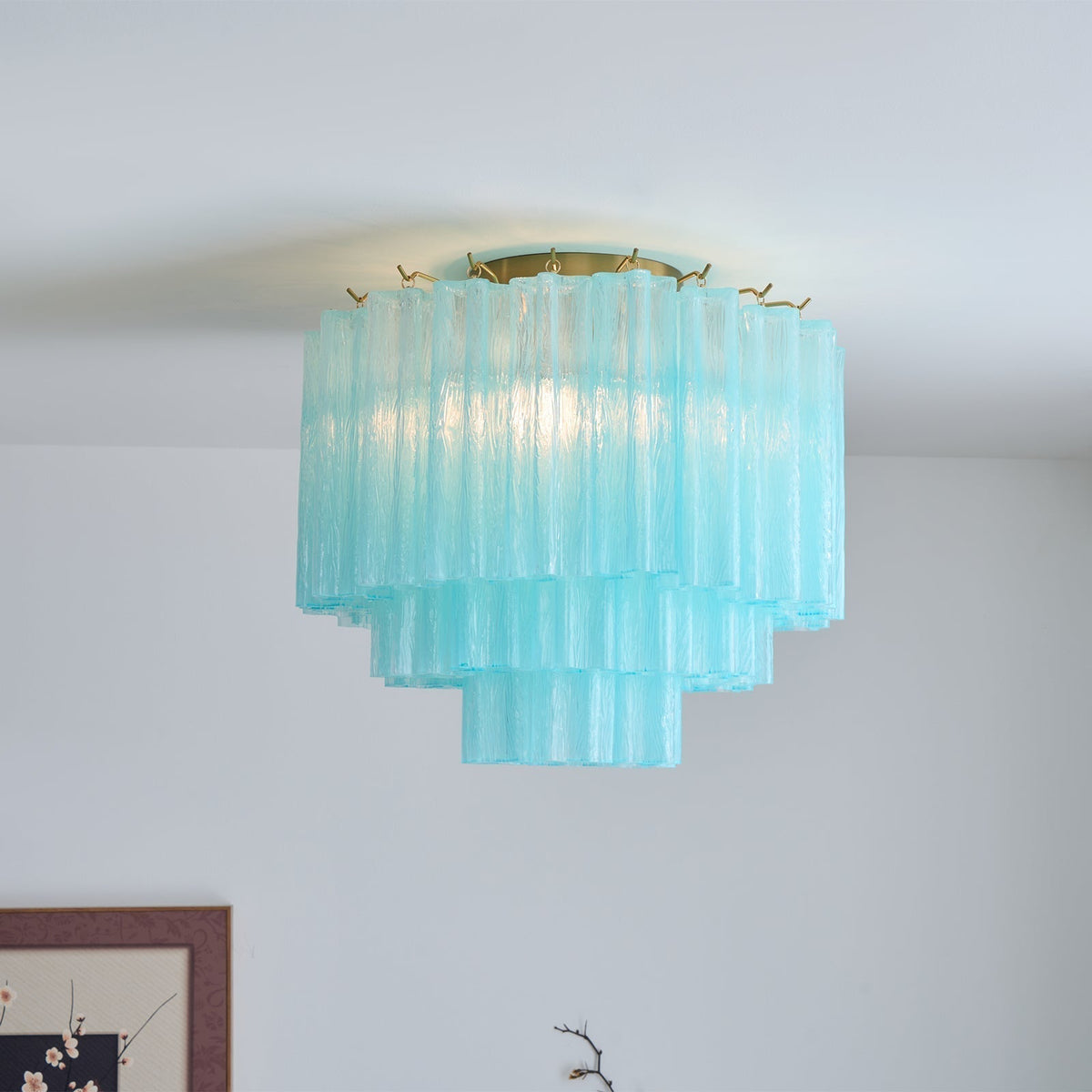 Laurivia Plafonnier Blanc Murano Verre Superposé Élégant Moderne