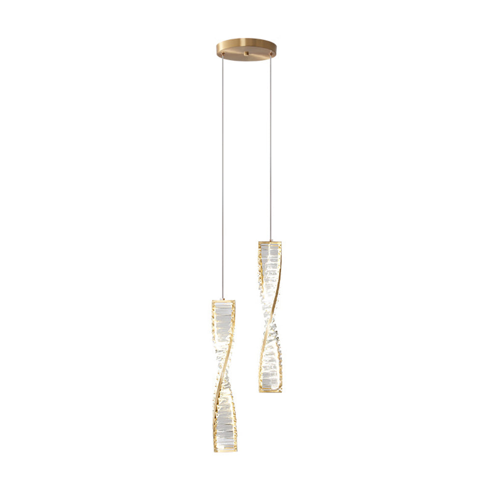 Kristy Suspension Carrée Moderne, Métal/Cristal, Noir/Or, Chambre à Coucher/Bar