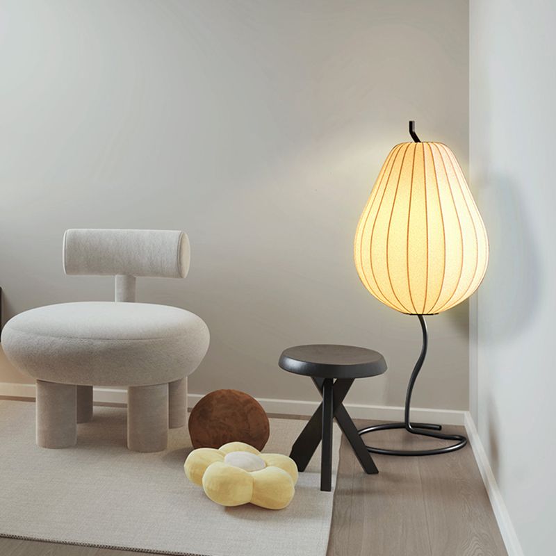 Ritta Lampadaire Poire Moderne, Métal/Tissu, Beige, Salon