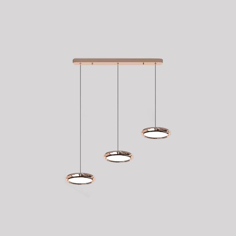 Arisha Suspension Ronde Moderne, Métal/Acrylique, Argent/Or/Rose Rouge, Salon