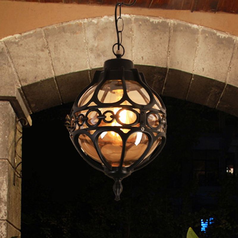 Silva Sphère Vintage LED Suspension Noir Bronze Métal Verre Salon Chambre à coucher