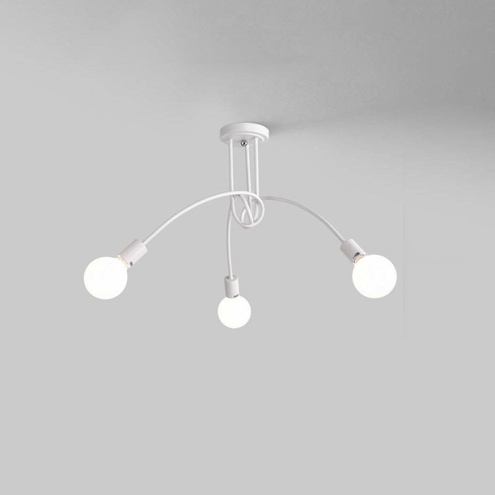 Valentina Lustre Linéaire/Bulle Moderne, Métal, Noir/Blanc/Or, Salon