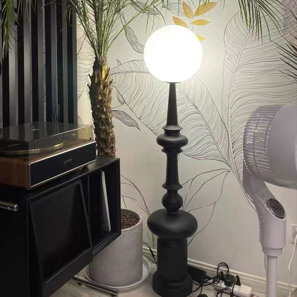 Mira Design Intérieur Lampadaire Colonne Vintage Résine/Verre Noir Salon/Chambre