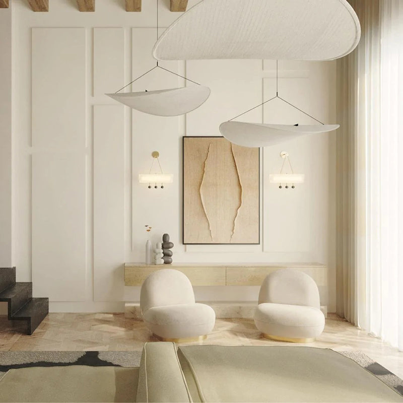 Evelor Suspension Géométrique Moderne Soie Blanc Salon-Cielum