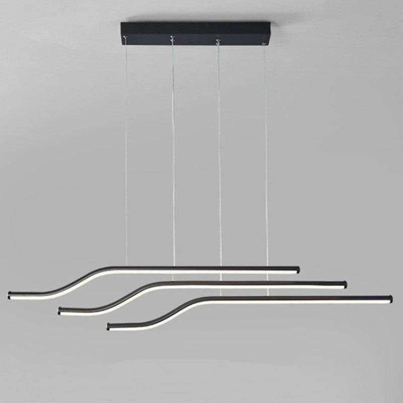 Arisha Lustre Linéaire Minimaliste, Metal/Gel de silice, Noir/Blanc, Chambre