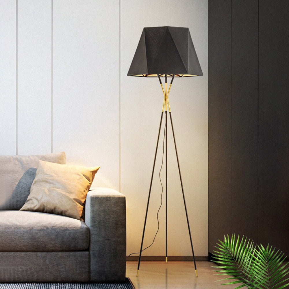 Mira Lampadaire Dôme Moderne, Métal/Tissu, Noir, Chambre