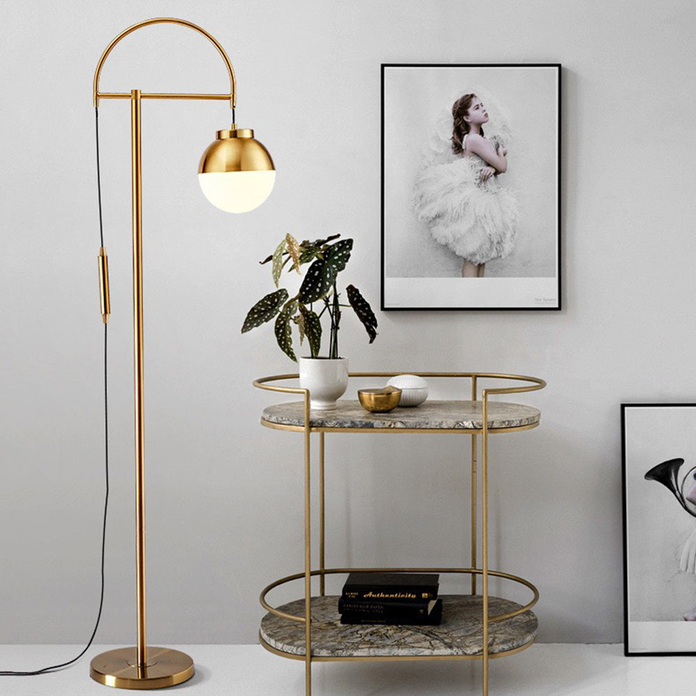 Valentina Lampadaire Courbe Nordique, Métal/Verre, Or, Salon