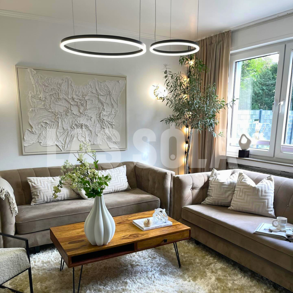 Zorin Suspension Anneau Moderne Métal Noir/Doré/Café Salon-Cielum
