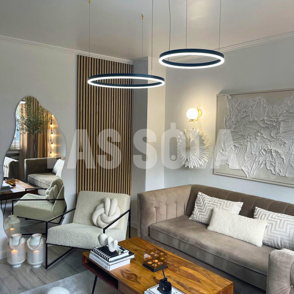 Zorin Suspension Anneau Moderne Métal Noir/Doré/Café Salon-Cielum