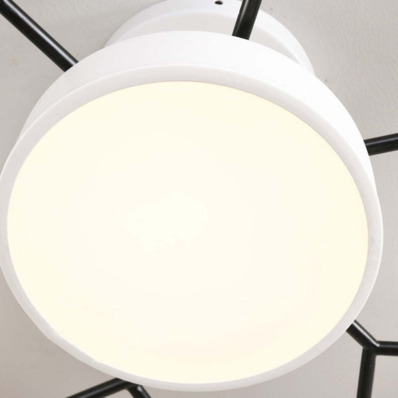 Arisha Plafonnier Rond Moderne, Métal/Bois, Blanc/Vert/Gris, Salon
