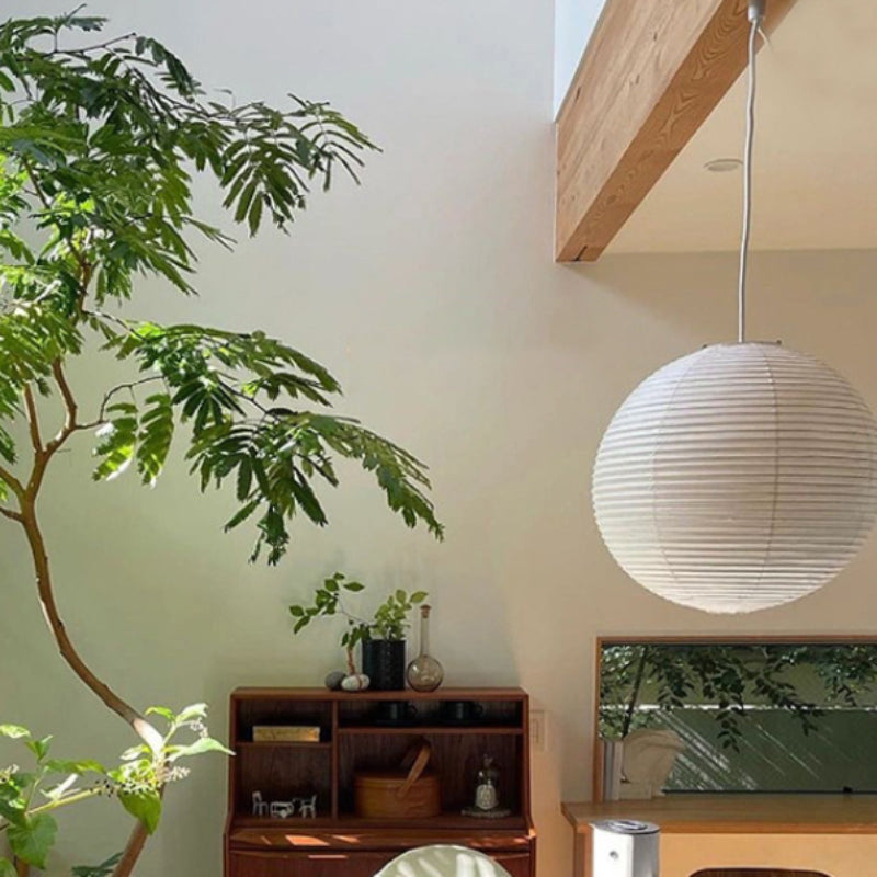 Ritta Japonais Sphérique Papier Métal Suspension Salon