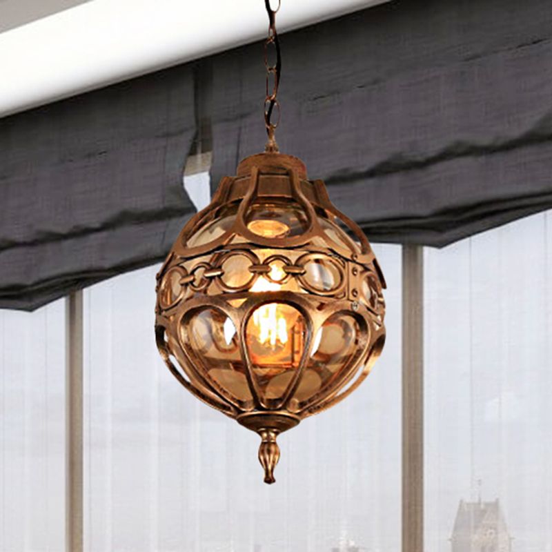 Silva Sphère Vintage LED Suspension Noir Bronze Métal Verre Salon Chambre à coucher