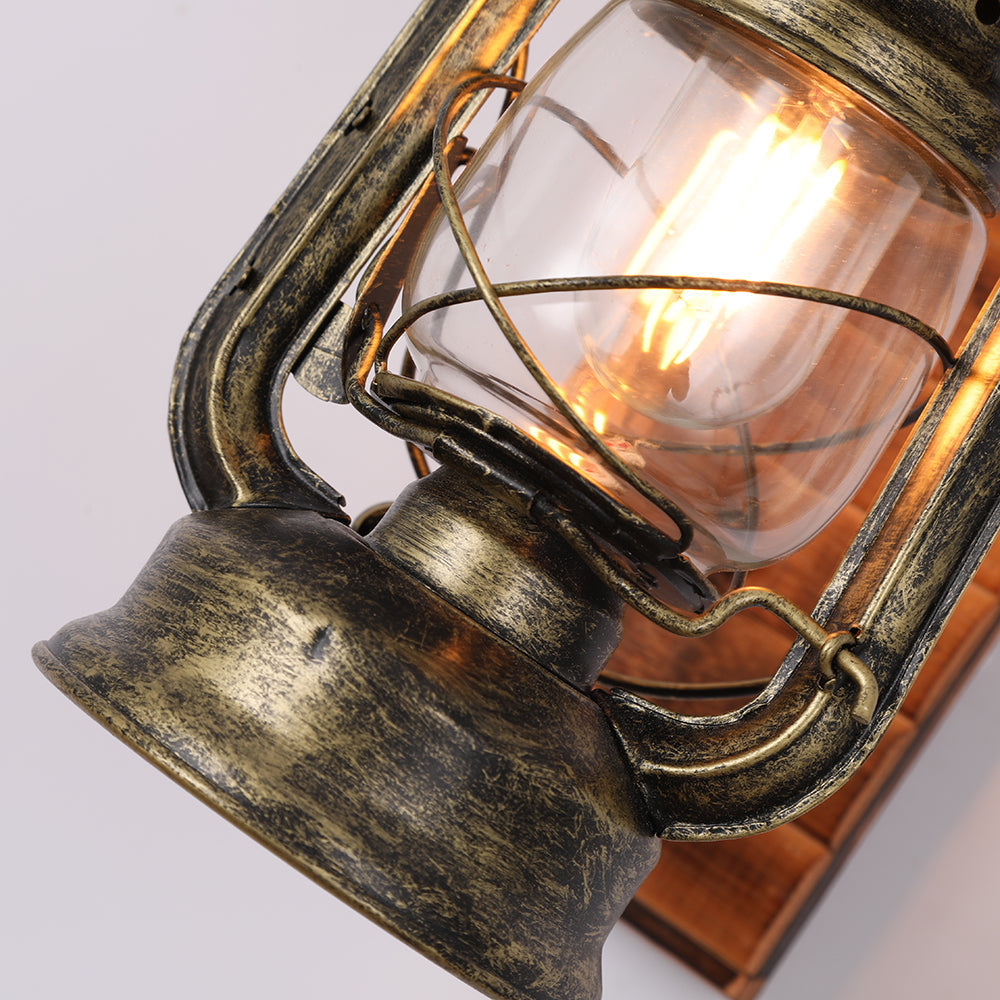 Epoch Applique Murale en Forme de Lantern, Métal et Bois, 12x40CM