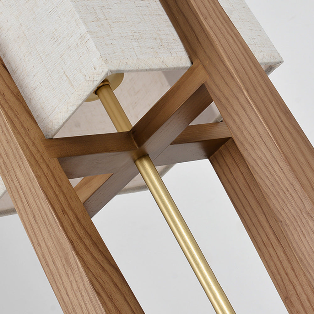 Muto Lampadaire Rectangulaire Naturel, Tissu, Bois, Salon/Bureau