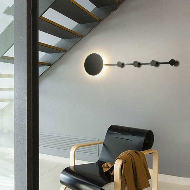 Arisha Porte-manteau Applique Murale Linéaire Moderne, Métal, Noir/Blanc, Chambre