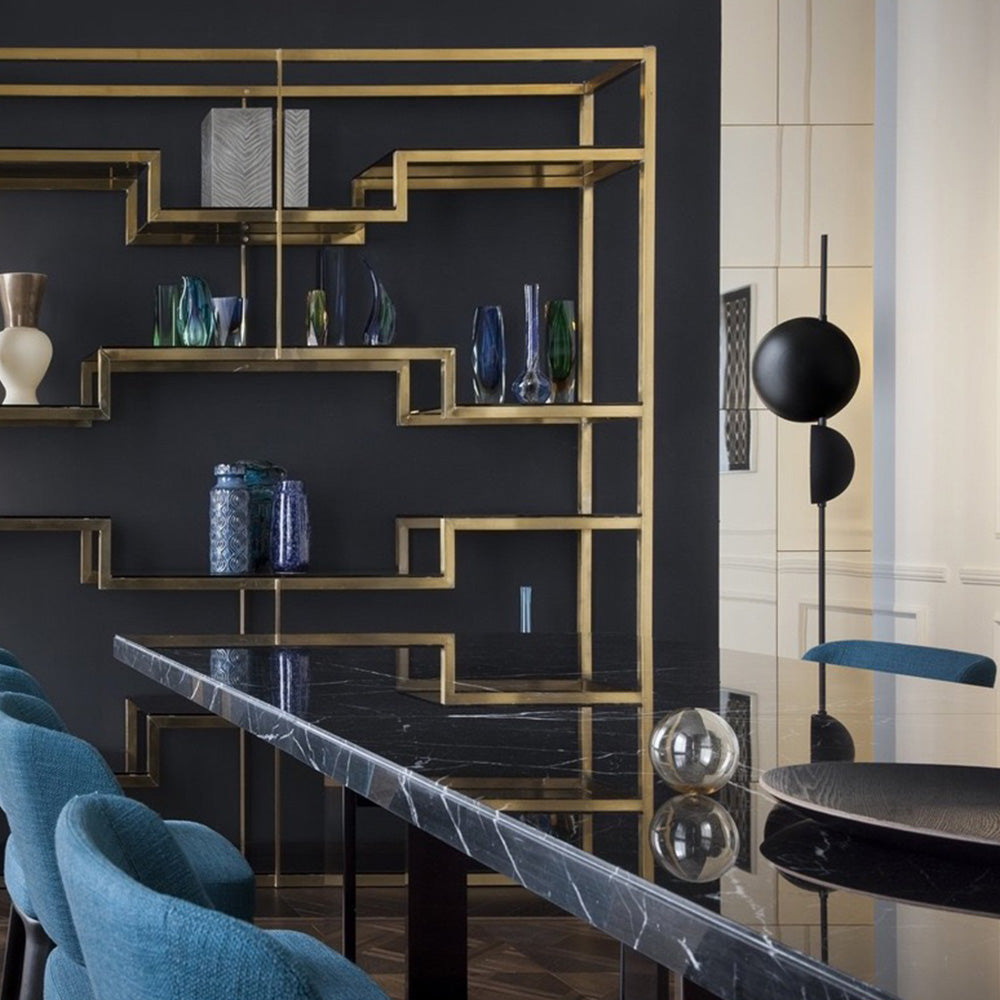 Mira Design Lampadaire Rond Moderne Métal Noir/Or Bureau/Chambre