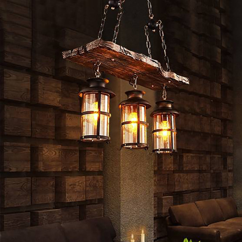 Epoch Vintage LED Lustre Métal/Verre/Bois Salon Chambre à coucher
