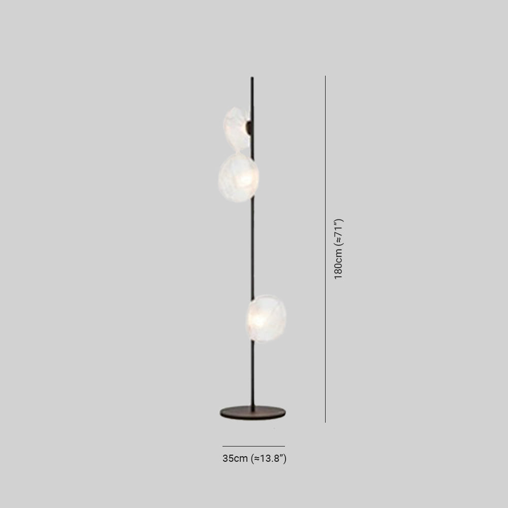 Avi Design Lampadaire Fleur Nordique Métal/Verre Noir/Or/Gris Chambre/Salon