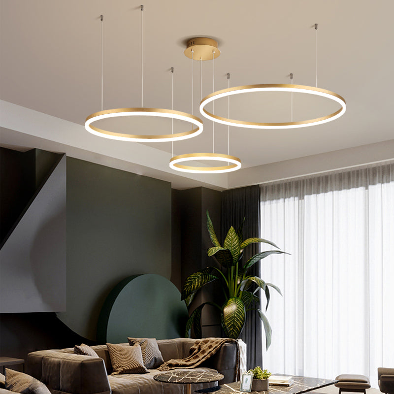Zorin Suspension Anneau Moderne Métal Noir/Doré/Café Salon-Cielum