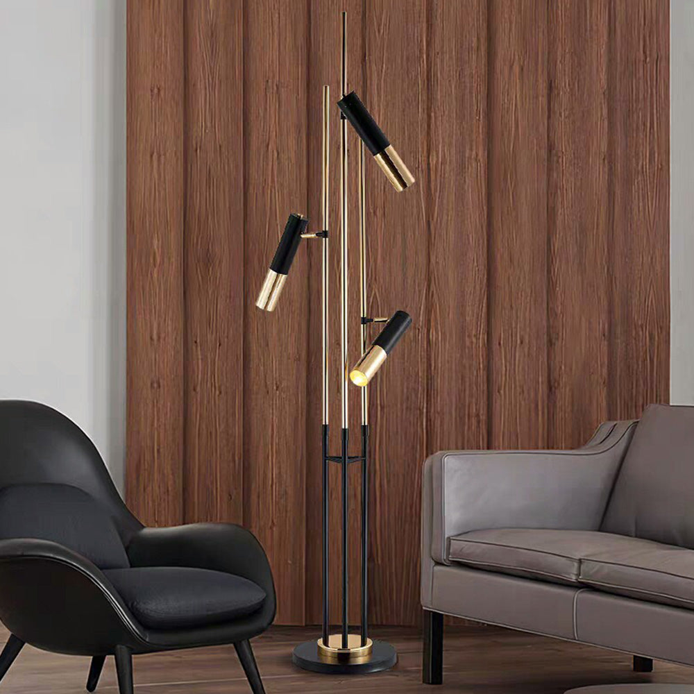 Mira Design Moderne Lampadaire Linéaire Métal Noir/Or Salon Simple