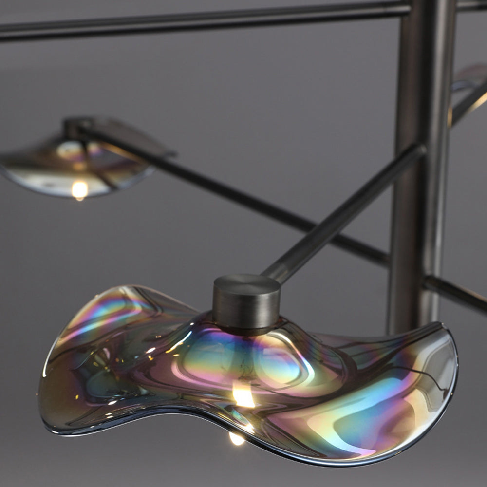 Arisha Suspension Linéaire Moderne, Métal/Verre, Transparent/Multicolore, Salon/Chambre à Coucher