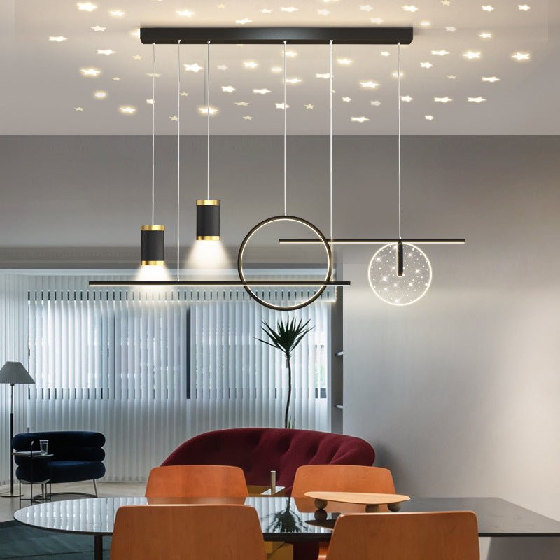 Arisha Luminaires Suspension Etoilé Moderne, Métal, Noir/Blanc/Or, Salon