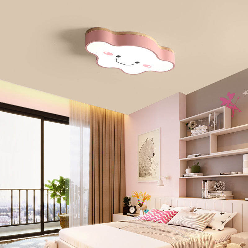 Aria Plafonnier Nuage Moderne, Acrylique/Bois, Blanc/Vert/Rose, Chambre
